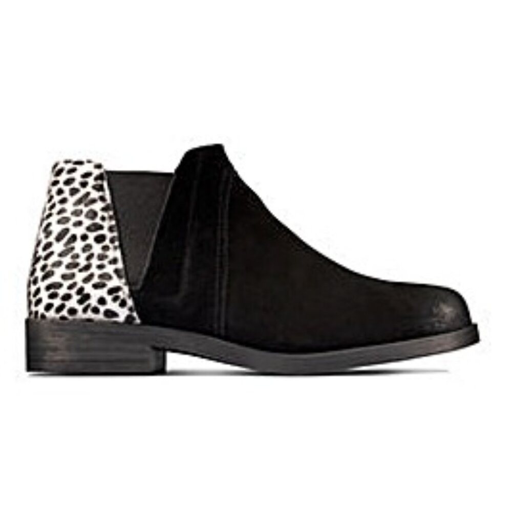 clarks demi 2 beal suede leather zebra print combo boots new in box 6 M